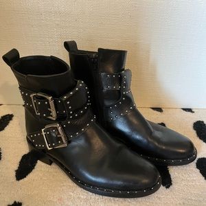 Charles David black buckle booties